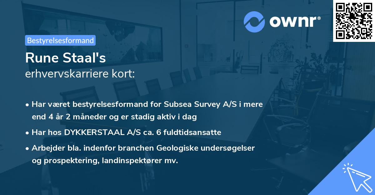 Rune Staal's erhvervskarriere kort