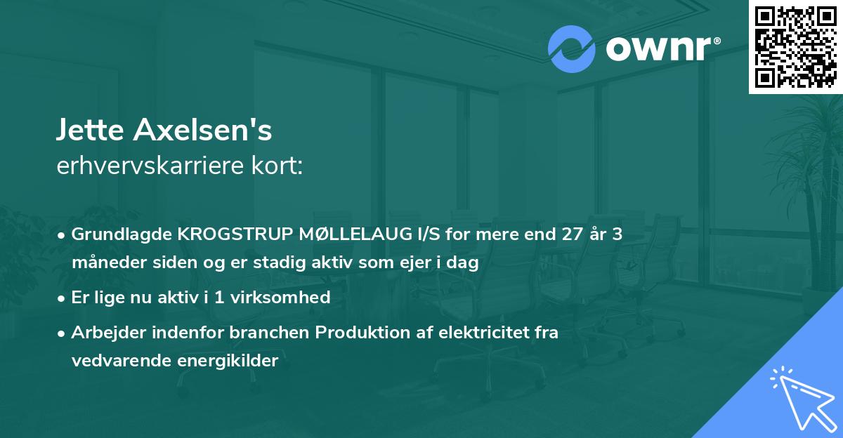 Jette Axelsen's erhvervskarriere kort