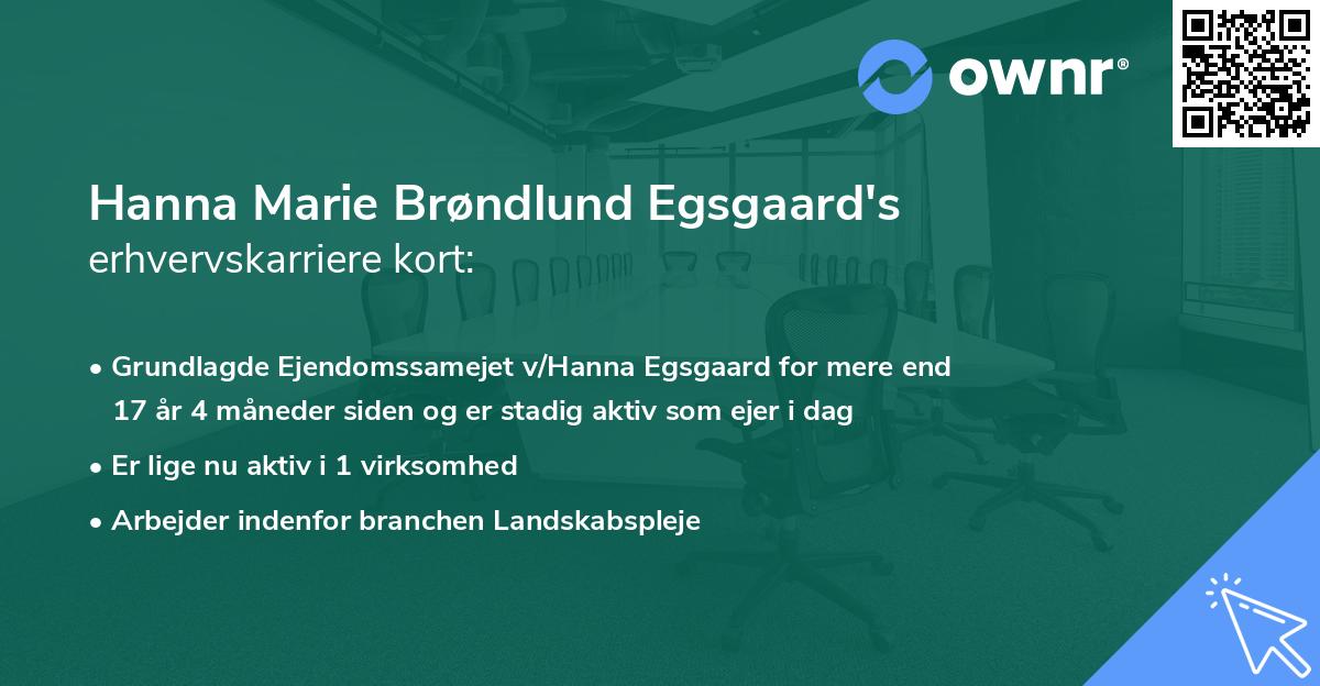 Hanna Marie Brøndlund Egsgaard's erhvervskarriere kort