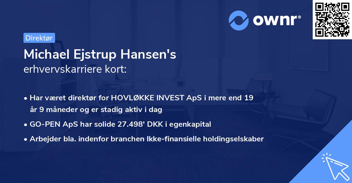 Michael Ejstrup Hansen's erhvervskarriere kort
