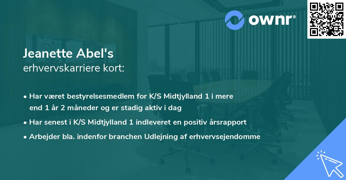 Jeanette Abel's erhvervskarriere kort