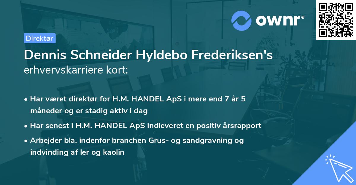 Dennis Schneider Hyldebo Frederiksen's erhvervskarriere kort