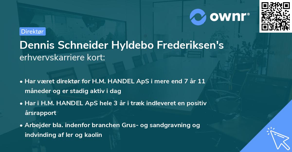 Dennis Schneider Hyldebo Frederiksen's erhvervskarriere kort