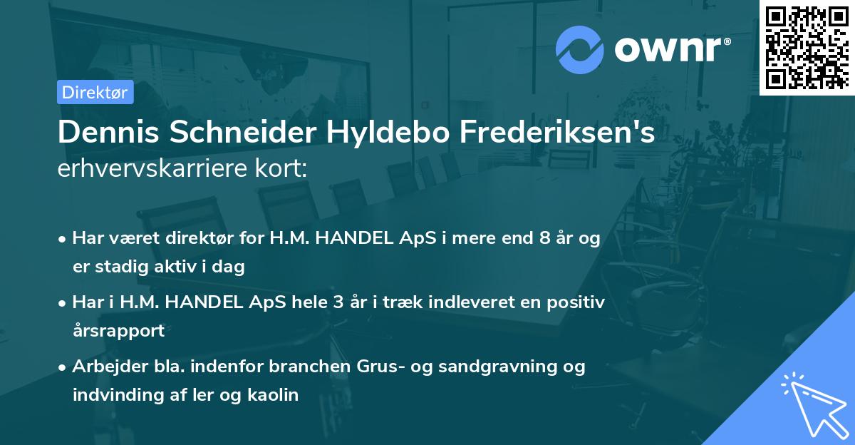 Dennis Schneider Hyldebo Frederiksen's erhvervskarriere kort