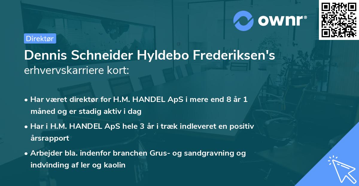 Dennis Schneider Hyldebo Frederiksen's erhvervskarriere kort