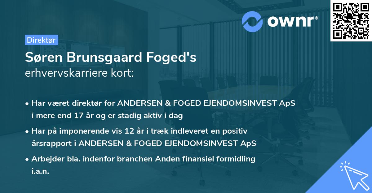 Søren Brunsgaard Foged's erhvervskarriere kort
