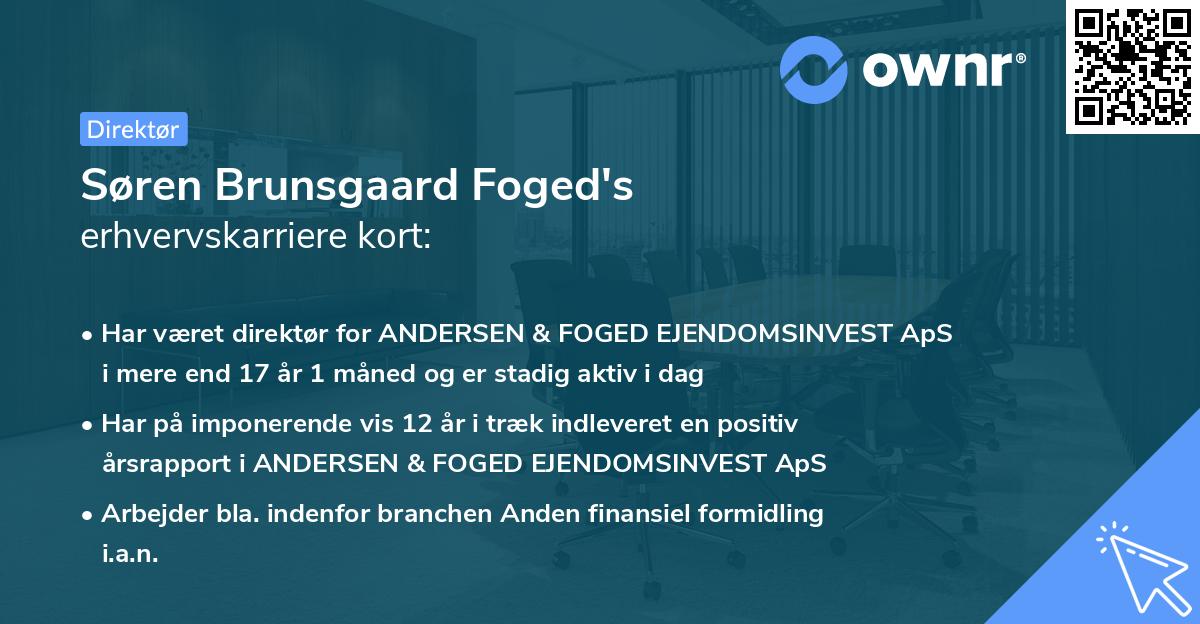 Søren Brunsgaard Foged's erhvervskarriere kort
