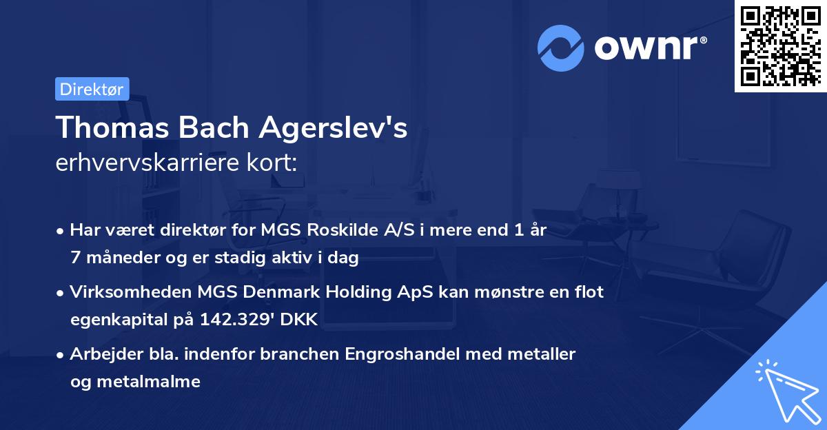 Thomas Bach Agerslev's erhvervskarriere kort