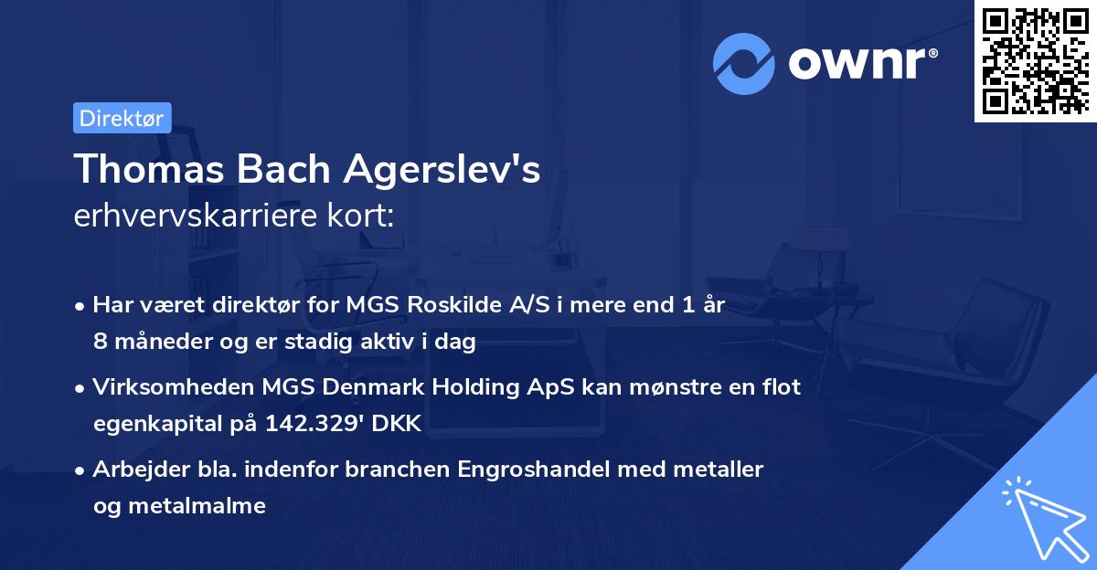 Thomas Bach Agerslev's erhvervskarriere kort