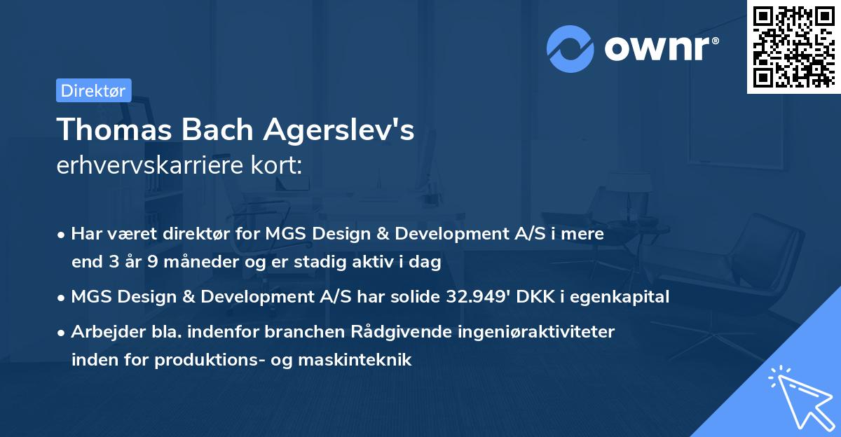 Thomas Bach Agerslev's erhvervskarriere kort