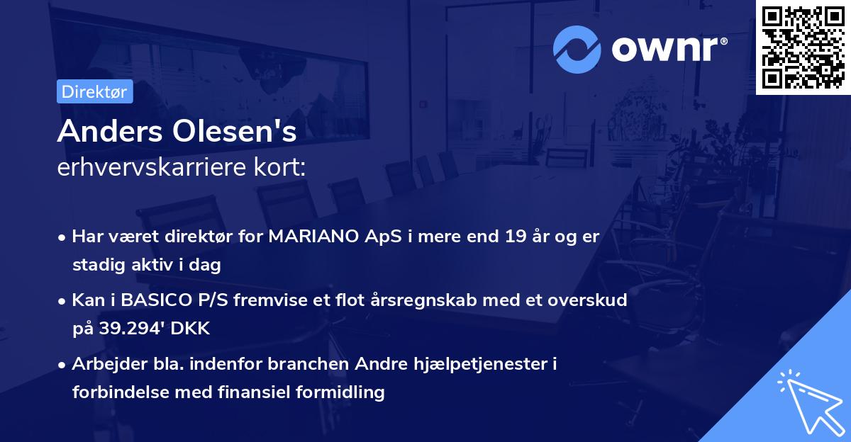 Anders Olesen's erhvervskarriere kort