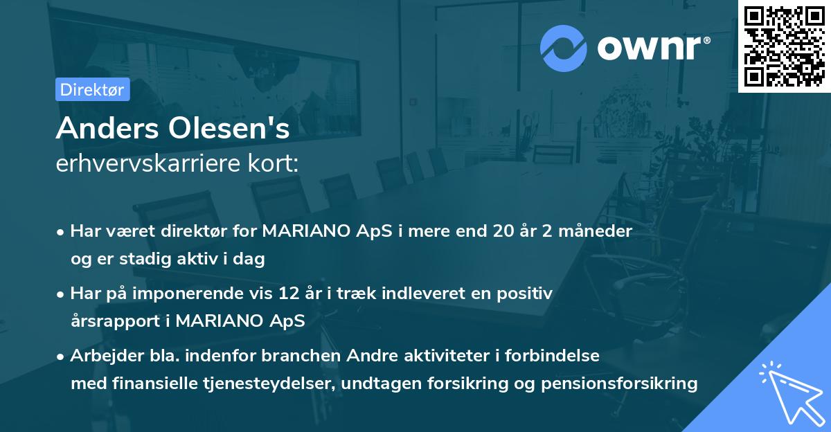 Anders Olesen's erhvervskarriere kort