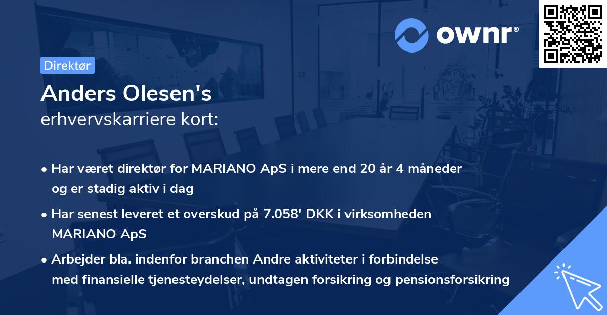 Anders Olesen's erhvervskarriere kort