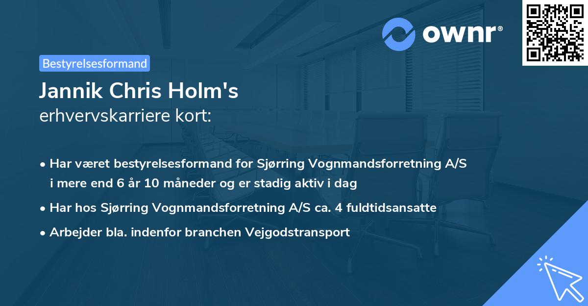 Jannik Chris Holm's erhvervskarriere kort