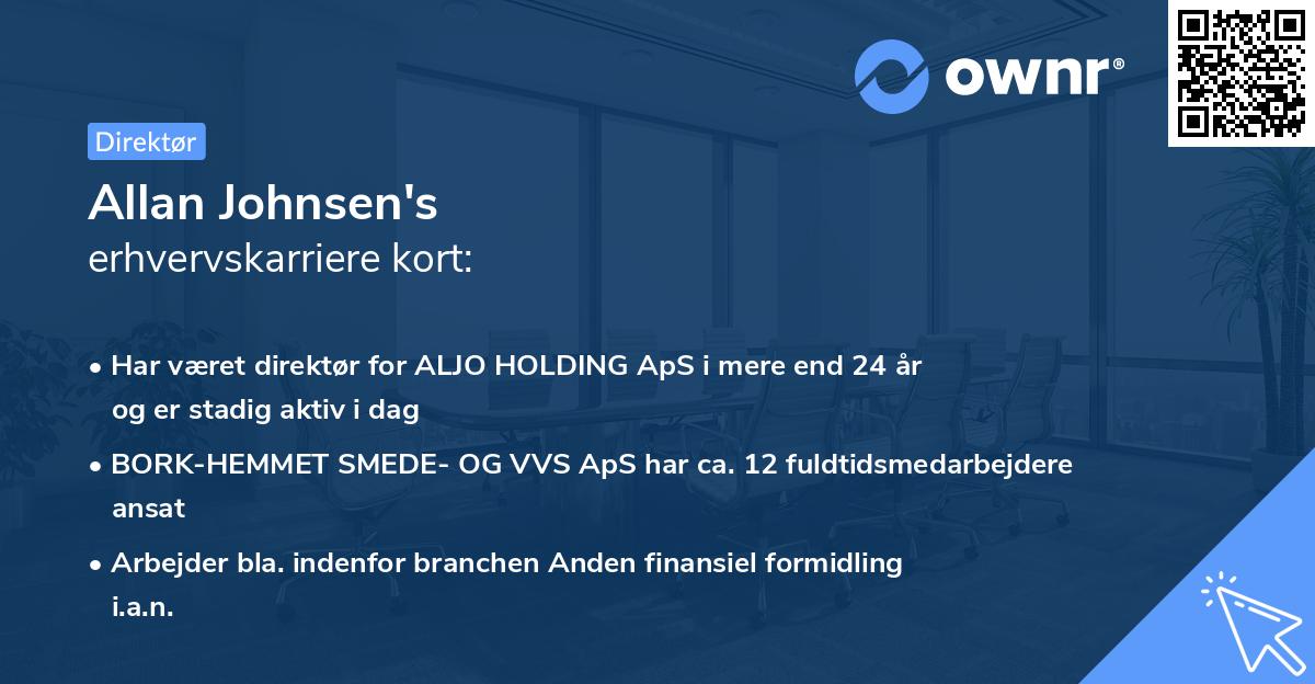 Allan Johnsen's erhvervskarriere kort