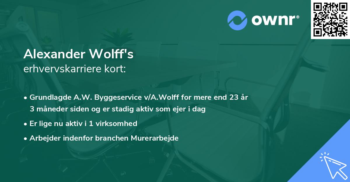 Alexander Wolff's erhvervskarriere kort