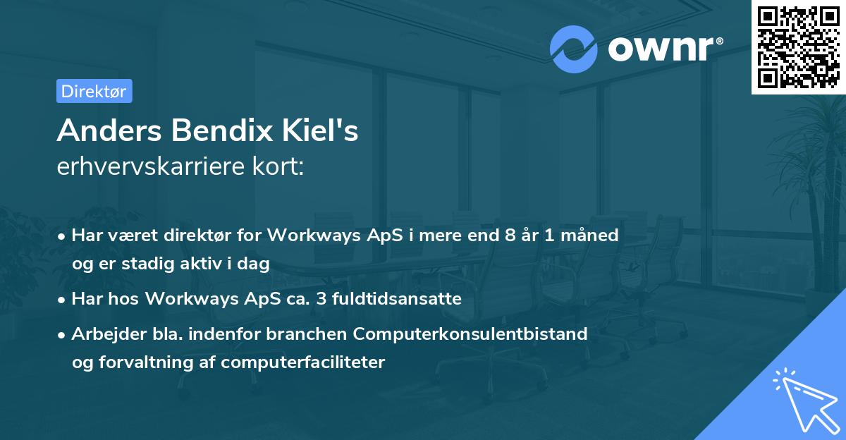 Anders Bendix Kiel's erhvervskarriere kort