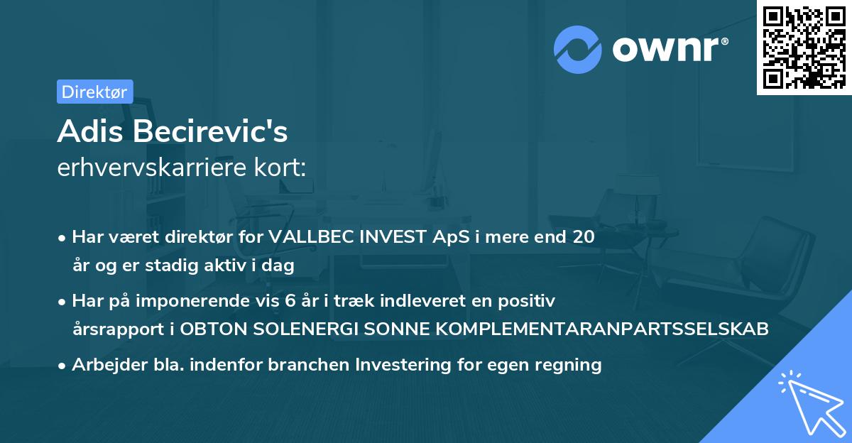 Adis Becirevic's erhvervskarriere kort