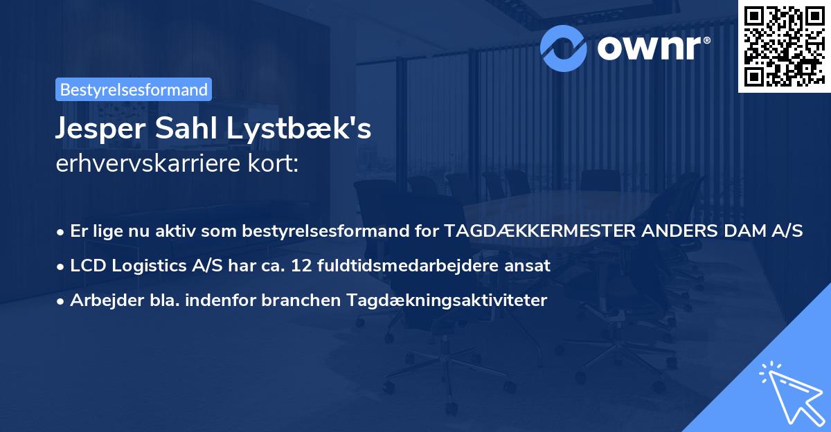 Jesper Sahl Lystbæk's erhvervskarriere kort