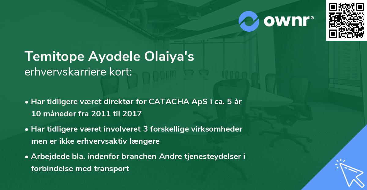 Temitope Ayodele Olaiya's erhvervskarriere kort