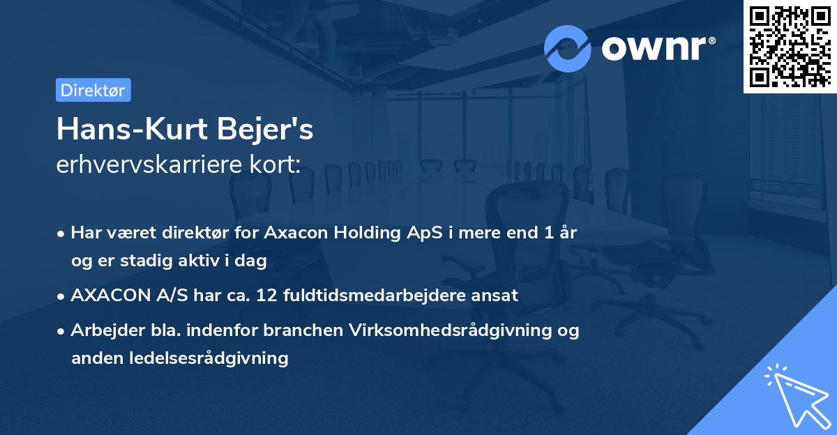 Hans-Kurt Bejer's erhvervskarriere kort
