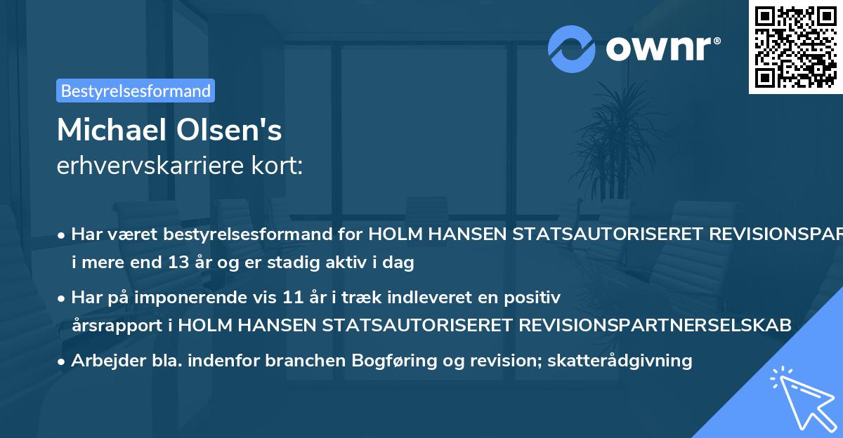 Michael Olsen's erhvervskarriere kort
