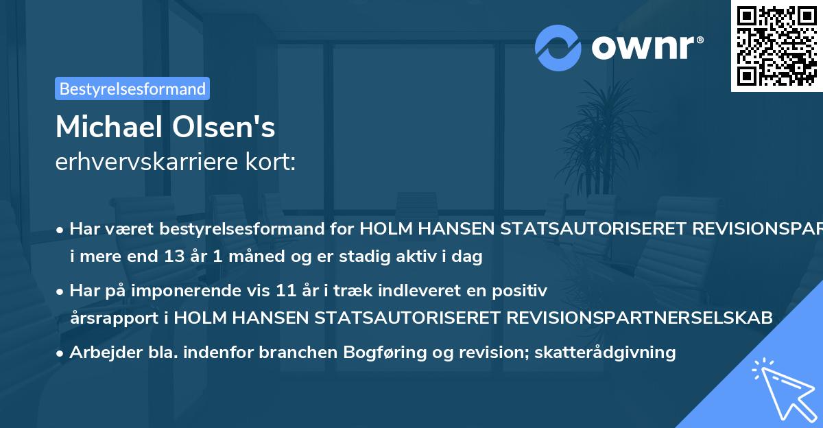 Michael Olsen's erhvervskarriere kort