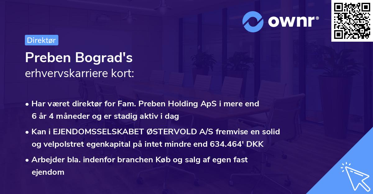 Preben Bograd's erhvervskarriere kort