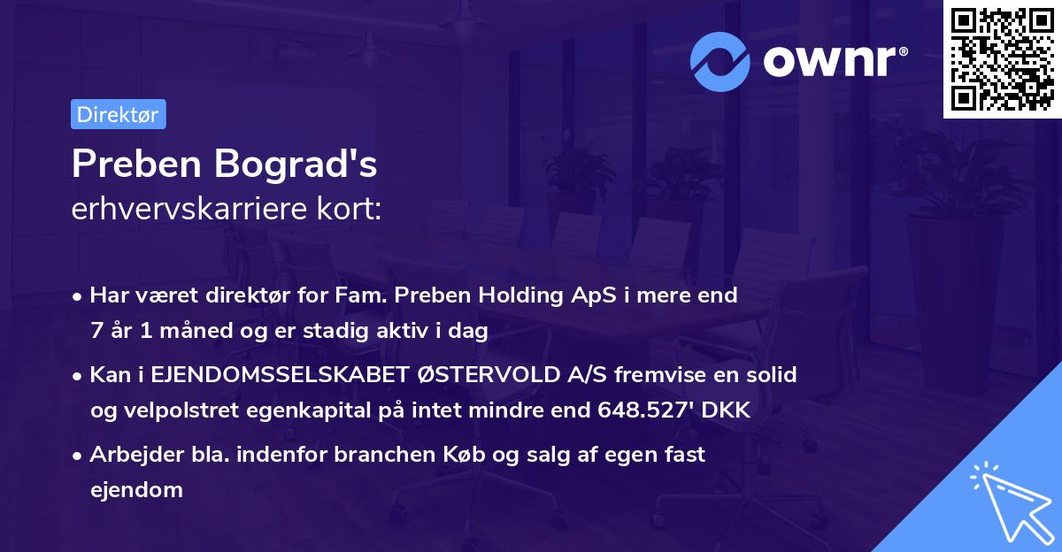 Preben Bograd's erhvervskarriere kort