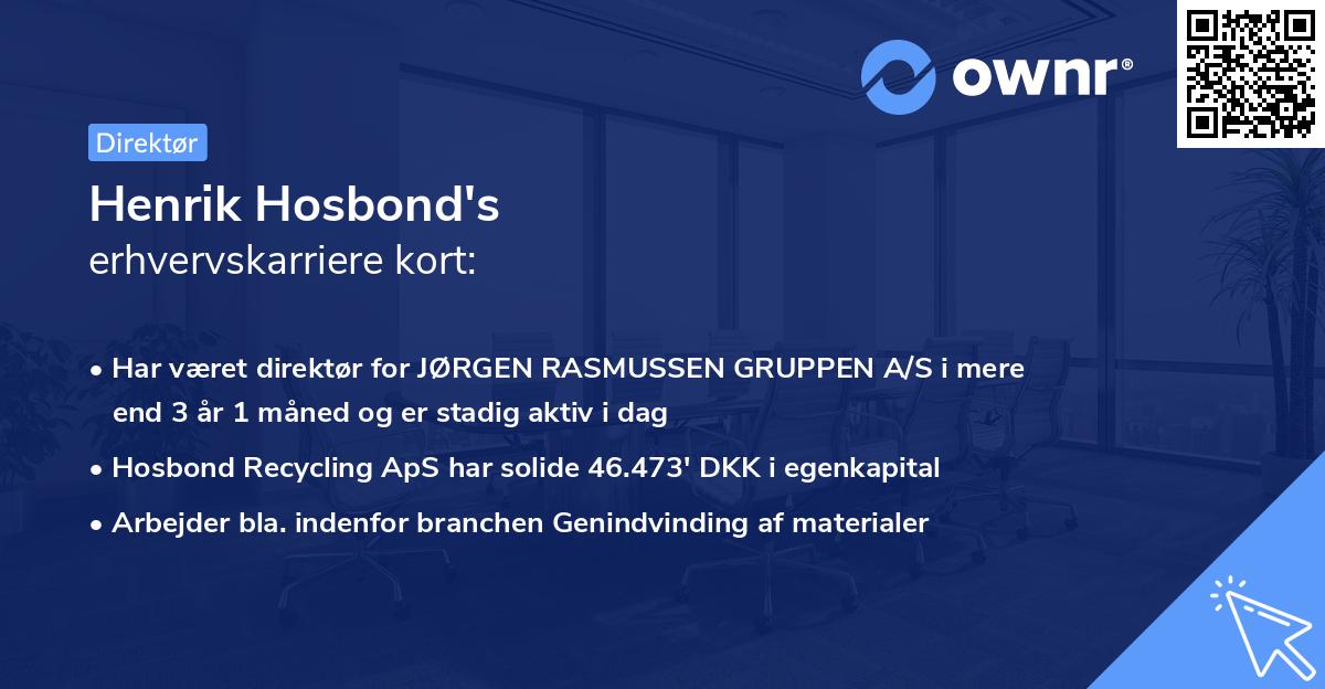 Henrik Hosbond's erhvervskarriere kort