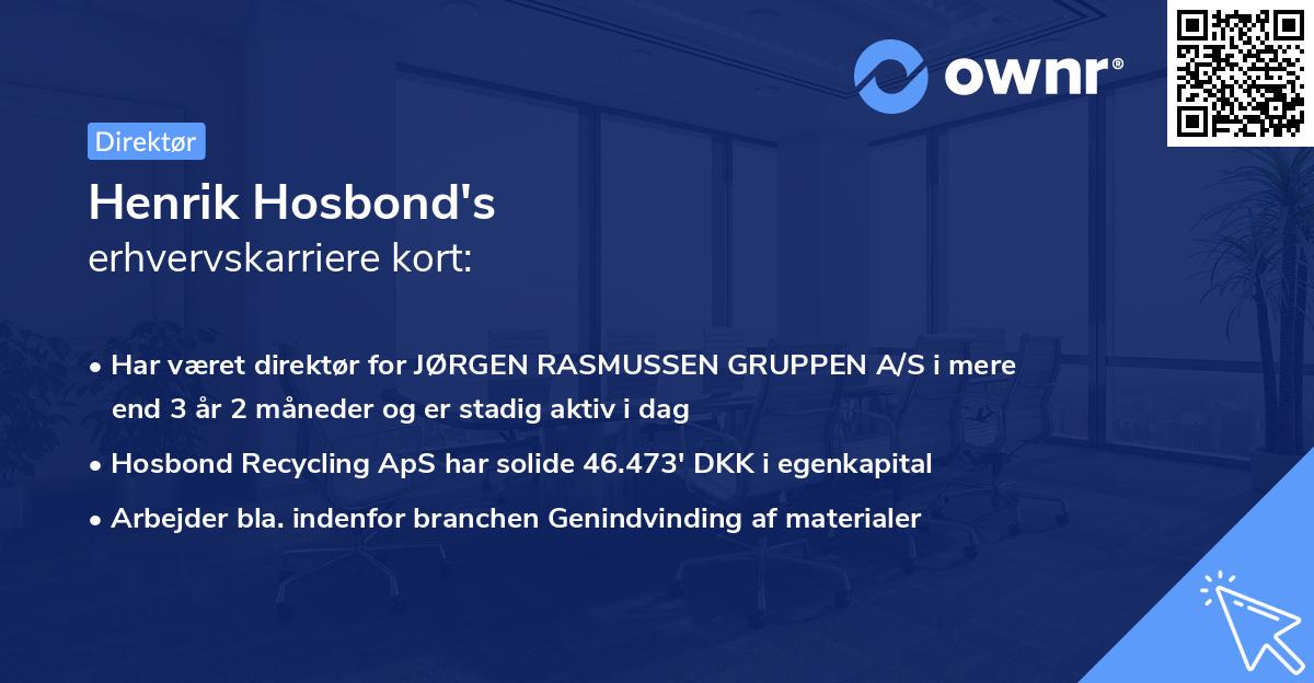 Henrik Hosbond's erhvervskarriere kort