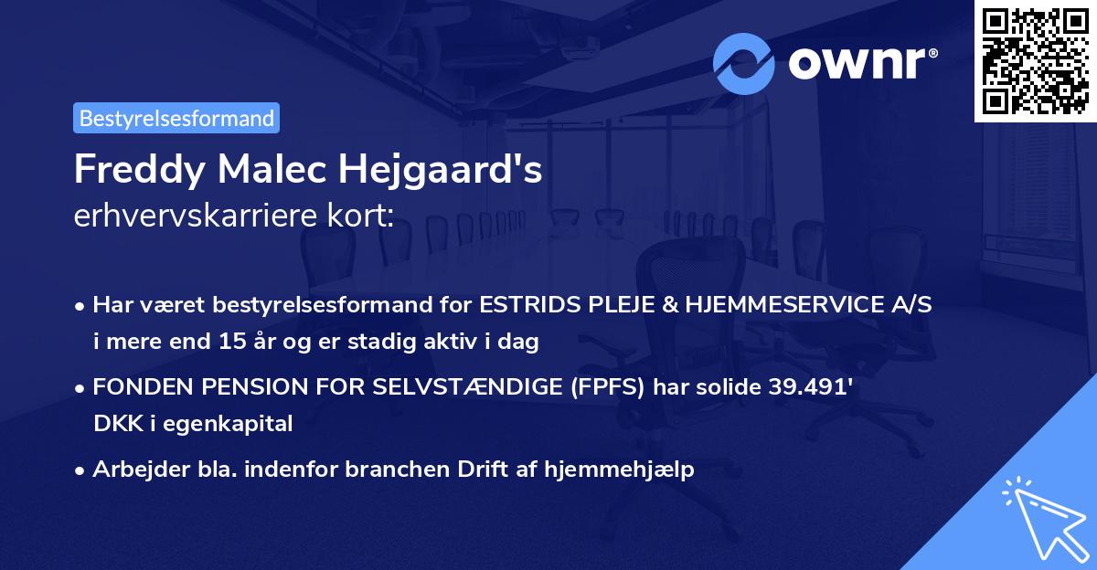 Freddy Malec Hejgaard's erhvervskarriere kort