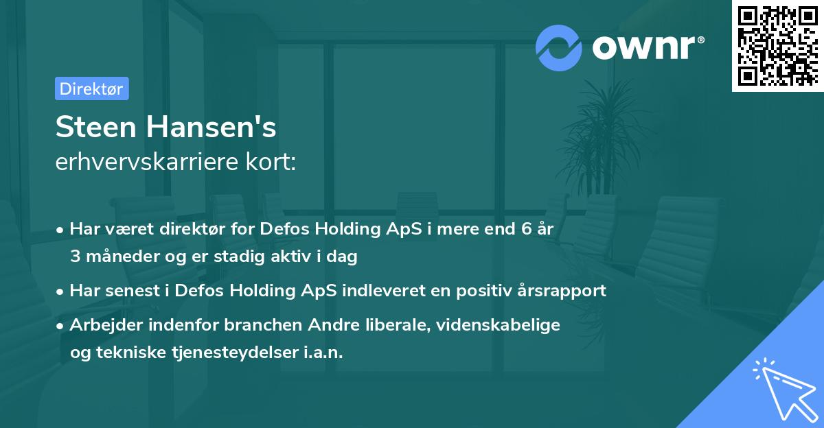 Steen Hansen's erhvervskarriere kort
