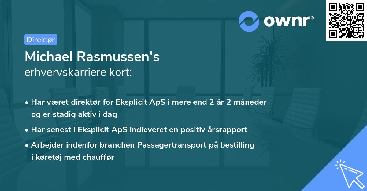 Michael Rasmussen's erhvervskarriere kort