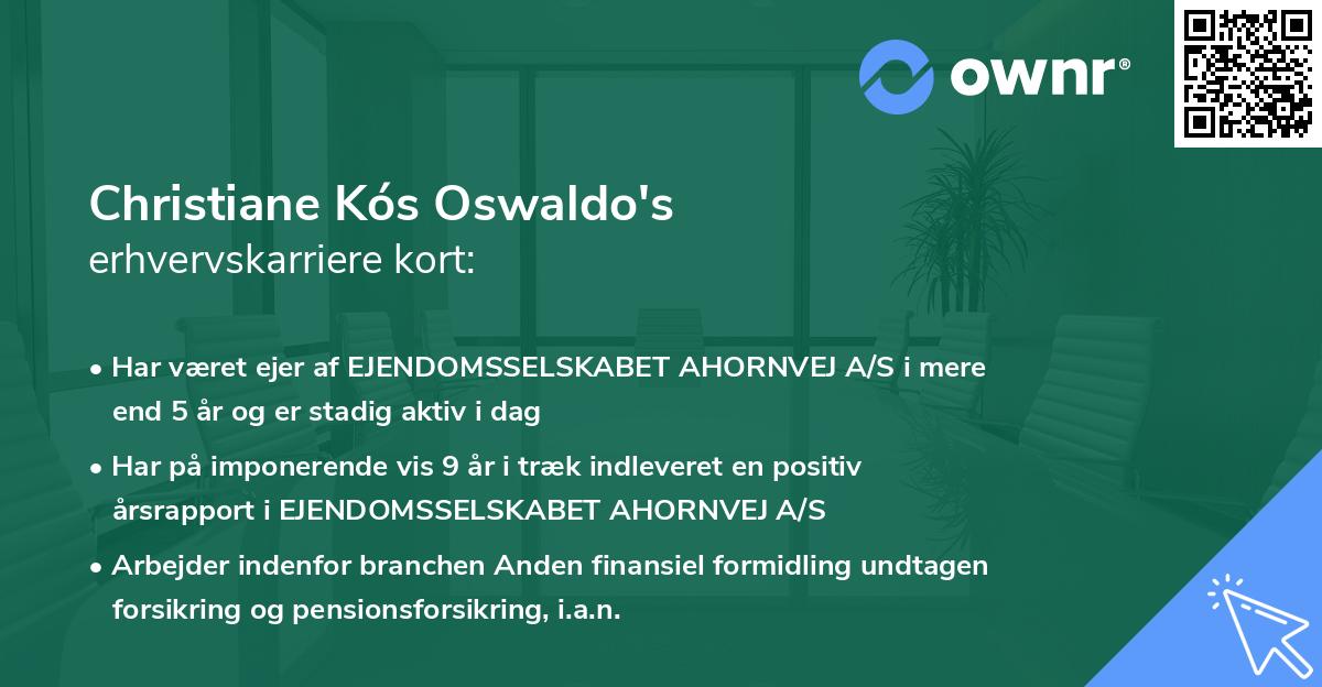 Christiane Kós Oswaldo's erhvervskarriere kort