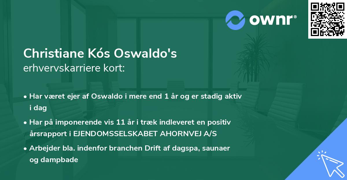 Christiane Kós Oswaldo's erhvervskarriere kort