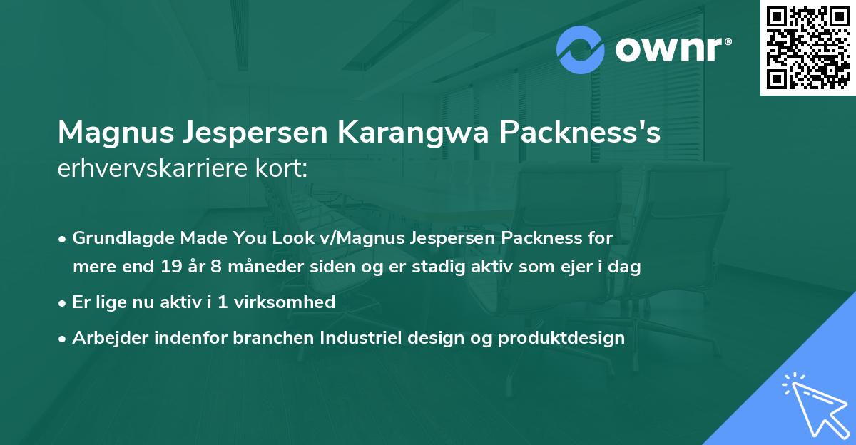 Magnus Jespersen Karangwa Packness's erhvervskarriere kort
