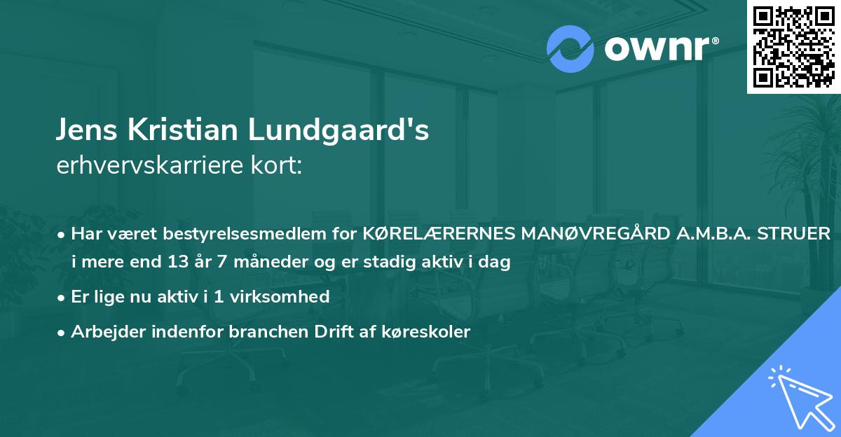 Jens Kristian Lundgaard's erhvervskarriere kort