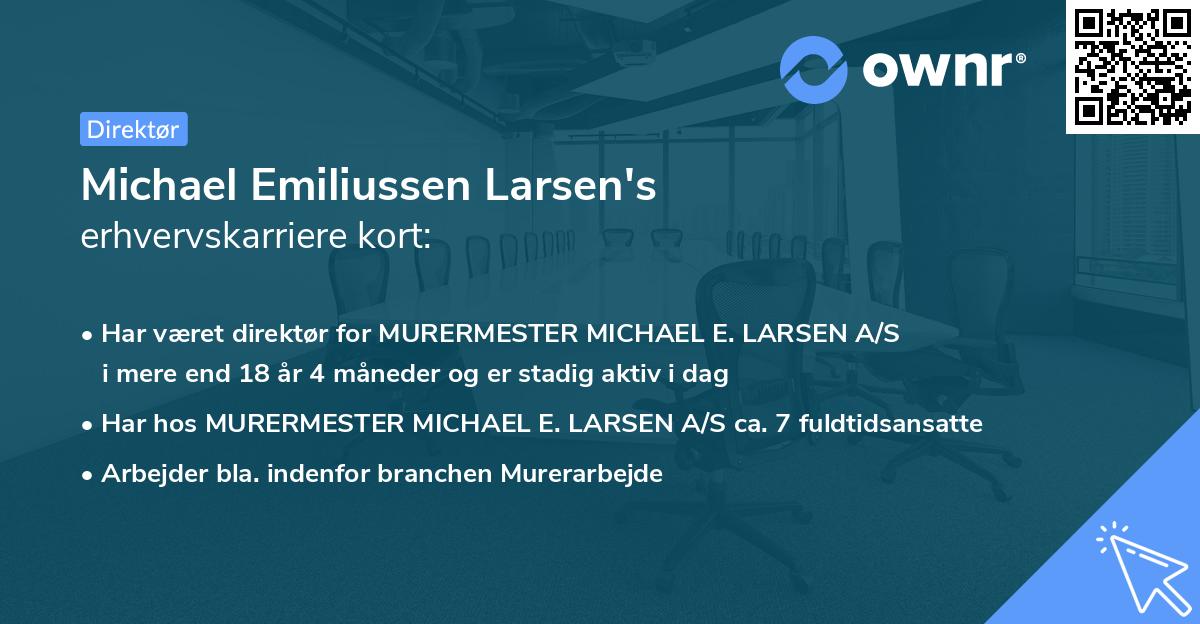 Michael Emiliussen Larsen's erhvervskarriere kort