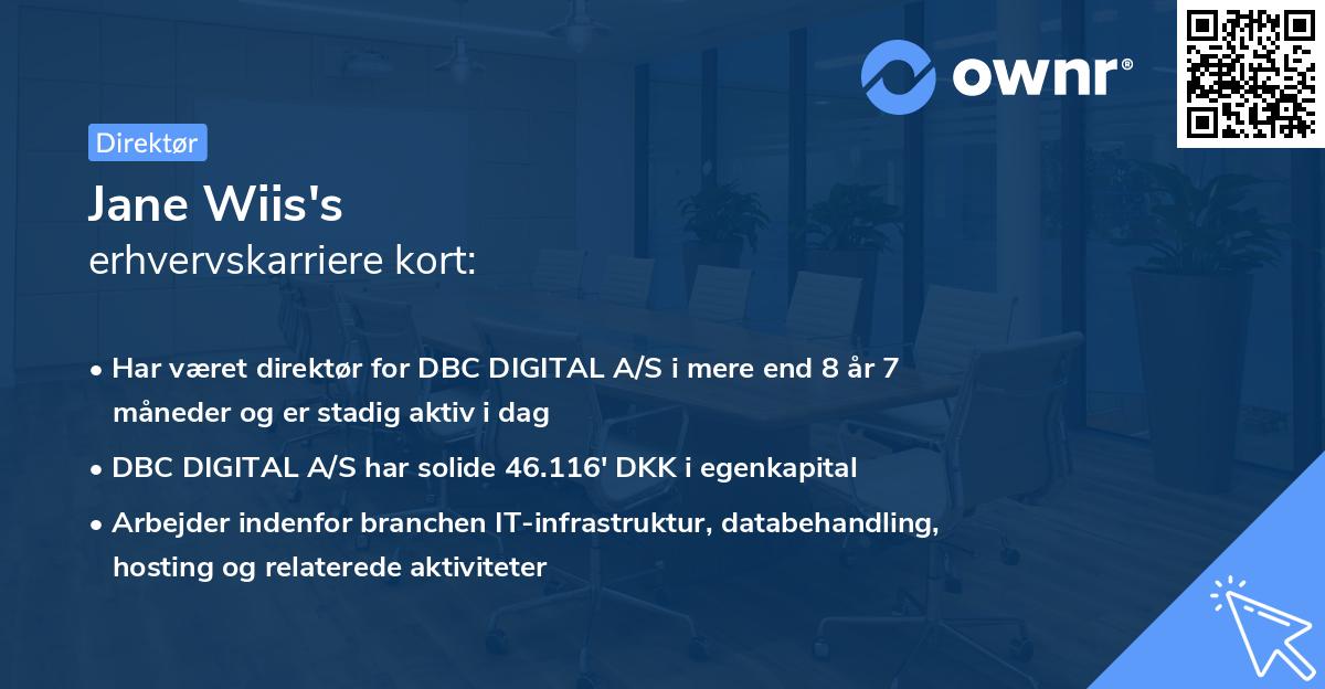 Jane Wiis's erhvervskarriere kort
