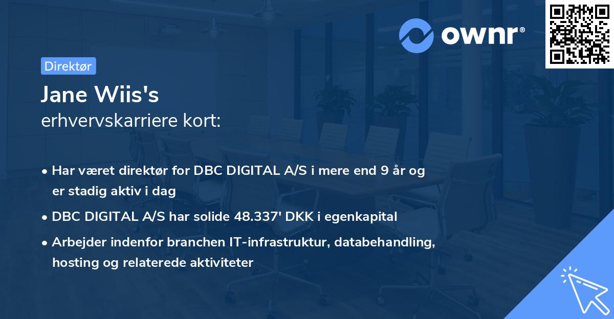 Jane Wiis's erhvervskarriere kort