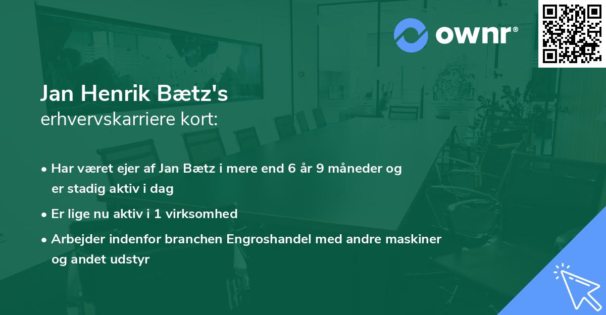 Jan Henrik Bætz's erhvervskarriere kort
