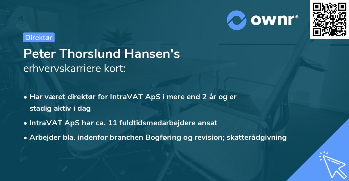 Peter Thorslund Hansen's erhvervskarriere kort