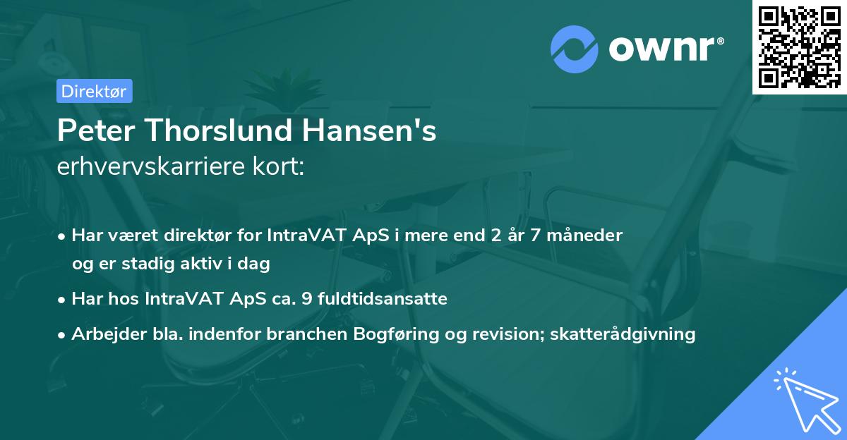 Peter Thorslund Hansen's erhvervskarriere kort