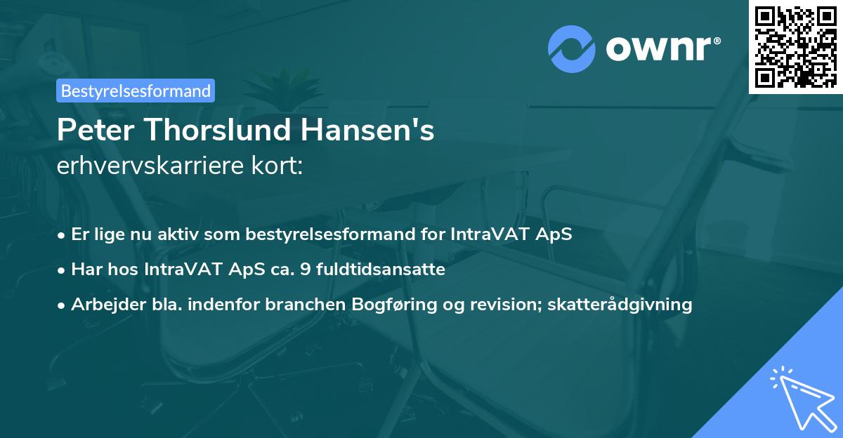 Peter Thorslund Hansen's erhvervskarriere kort