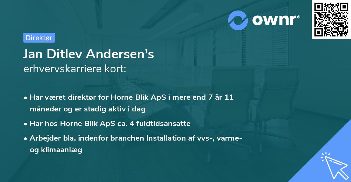 Jan Ditlev Andersen's erhvervskarriere kort