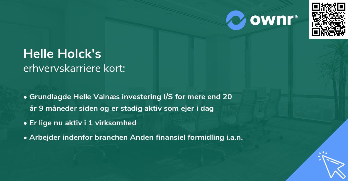 Helle Holck's erhvervskarriere kort