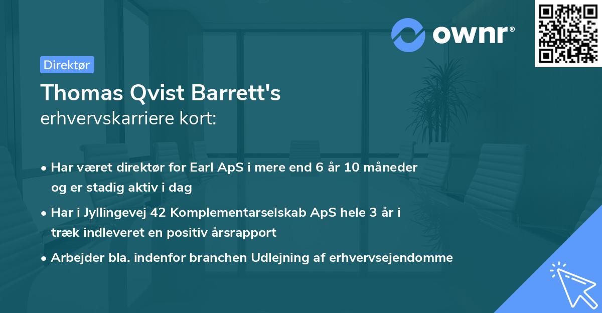 Thomas Qvist Barrett's erhvervskarriere kort