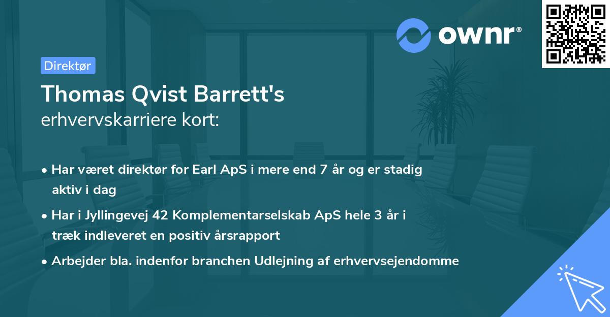 Thomas Qvist Barrett's erhvervskarriere kort