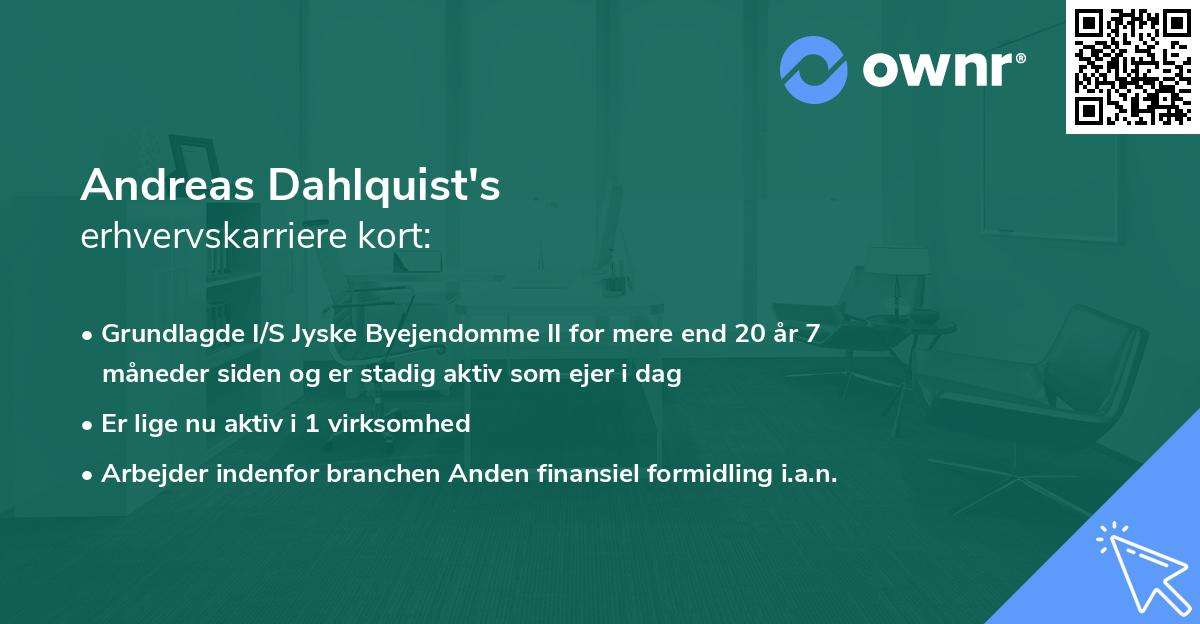 Andreas Dahlquist's erhvervskarriere kort